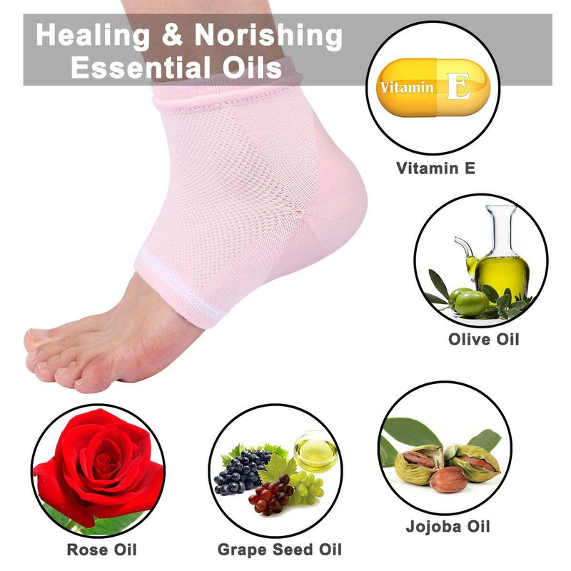 Codream Vented Moisturizing Socks Lotion Gel for Dry Cracked Heels, Spa Gel Socks Humectant Moisturizer Heel Balm Foot Treatment Care Heel Softener Compression 2 Pairs Pink&Grey - BeesActive Australia