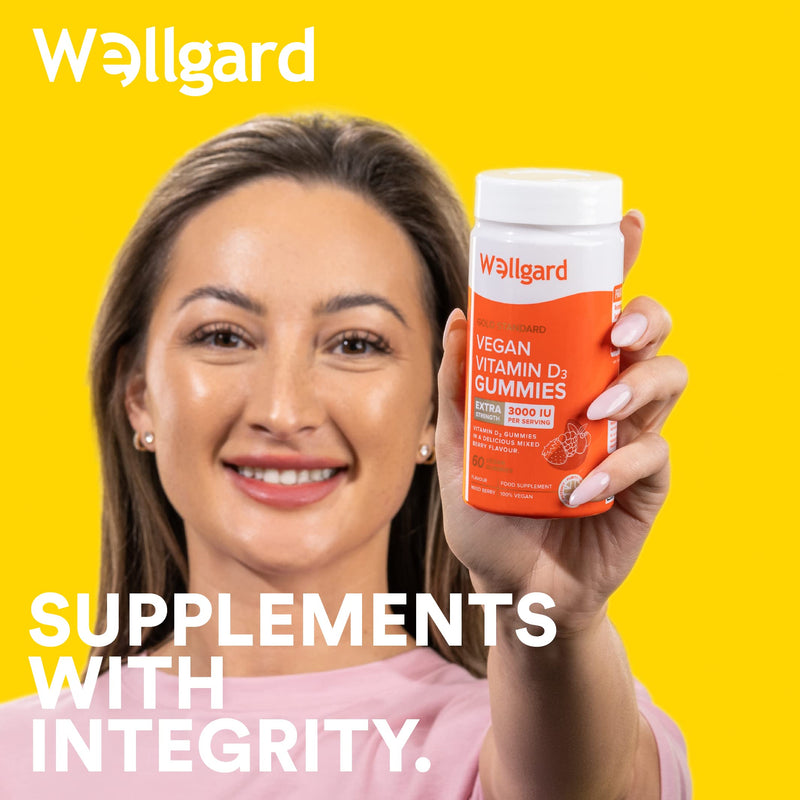 High Strength Vitamin D3 Gummies 3000 IU by Wellgard - 60 Vegan Vitamin D Gummies Adults, Chewable Vitamin D, Mixed Berry Flavour Adult - BeesActive Australia