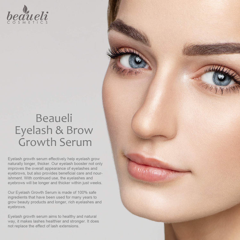 Beaueli Eyelash Growth Serum 5ML Premium Castor Oil & Blended Nutrient for Longer Thicker Healthy Fuller Lashes & Brows Hypoallergenic Natural Lash Booster Treatment Dermatologist Certified - BeesActive Australia