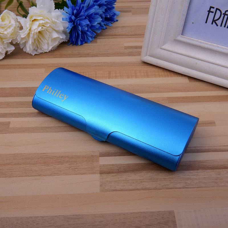 Philley Aluminum Ultra-Light Eyeglass Case Hard Shell Nearsighted Glasses Case for Women & Men Blue - BeesActive Australia