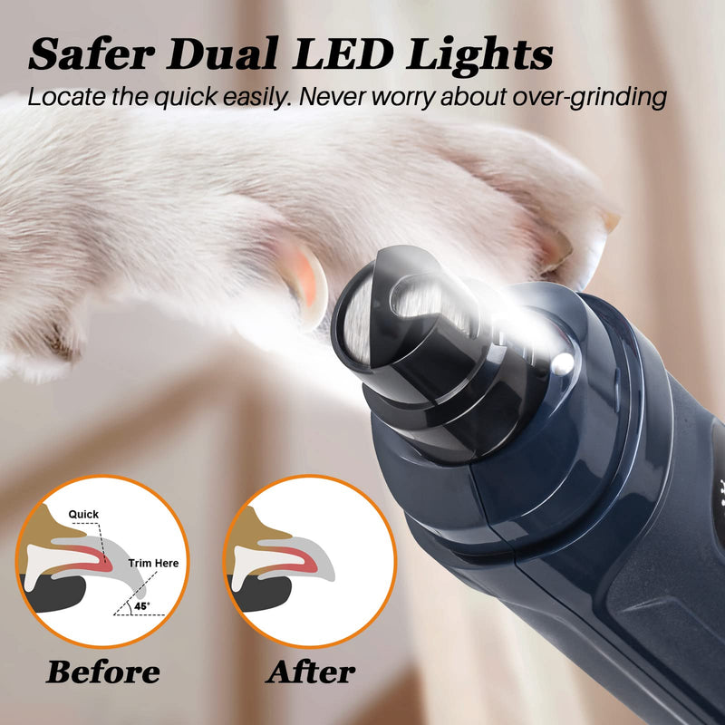 BOUSNIC Dog Nail Grinder and Clippers Kit - 2-Speed Quiet Pet Nail Trimmer Safe Powerful Electric Dog Nail File Toenail Grinder for Puppy Small Medium Large Breed Dogs & Cats - BeesActive Australia