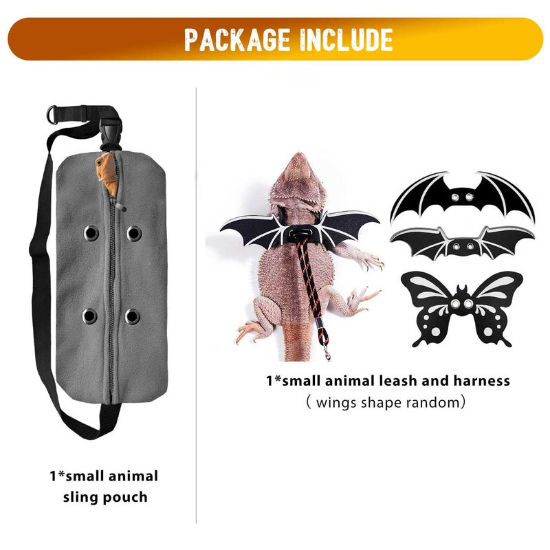 WATFOON Adjustable Zipper Bearded Dragon Carrier and Leather Leash, Lizards Sling Carrier Bag Beardie Backpack for Reptile, Guinea Pig, Small Pets Napping Safe Outdoor (XL) - BeesActive Australia