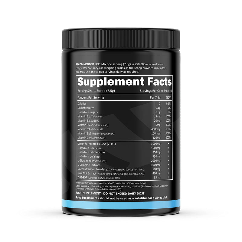 EFECTIV Amino Lean - Energy and Metabolism Formula - Increases Energy & Focus - Sugar Free - 40 Servings - Vegan Friendly - 300 Grams (ICY Blue Razz) Icy Blue Razz - BeesActive Australia