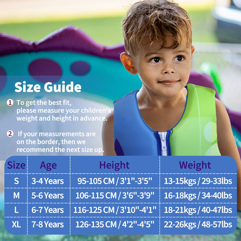Wenlia Kids Swim Vest, Childrens Swimming Float Jacket Neoprene Swimsuit, Girls Boys Float Vest Buoyancy Swimwear for Learn to Swim/3-8Years/29-57KG Blue-Green Small - BeesActive Australia