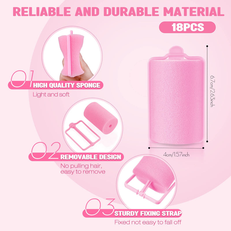 18 Pieces Sponge Hair Rollers Large Soft Foam Hair Styling Curlers 40 mm Large Size Hairdressing Curlers for Women and Kids - BeesActive Australia