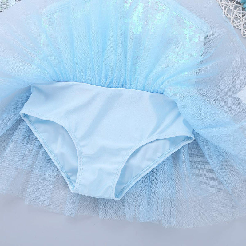 [AUSTRALIA] - Alvivi Girls Kids Sequined Halter Ballet Tutu Dress Leotard Skirt Ballerina Dance wear Costumes 7-8 Sky Blue 