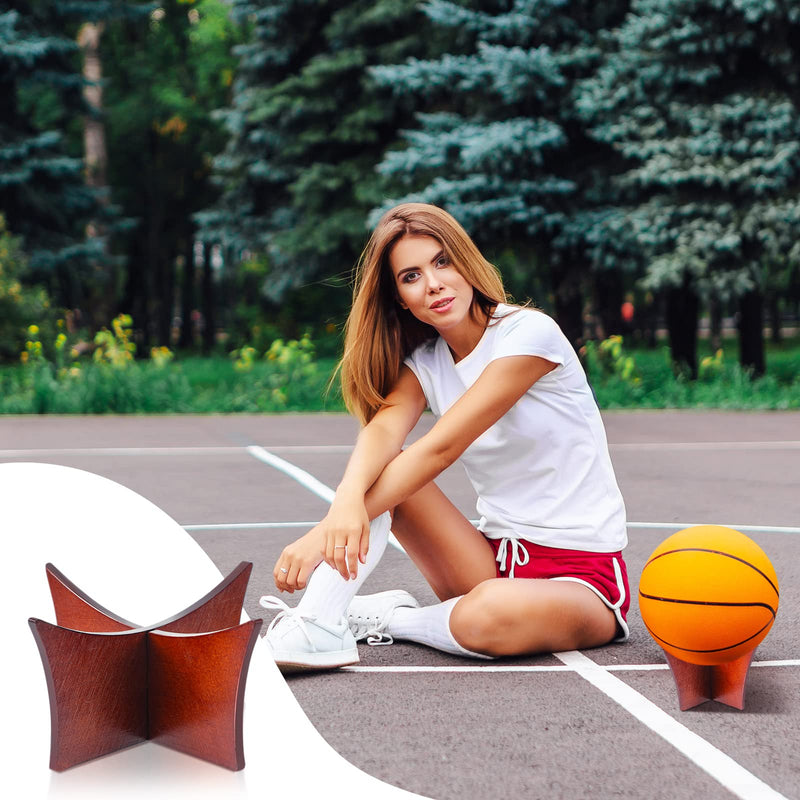 3 Pieces Basketball Stand Holder Football Stand Ball Display Stand Basketball Football Soccer Stand for Volleyball Bowling Ball Display (Wood) Wood - BeesActive Australia