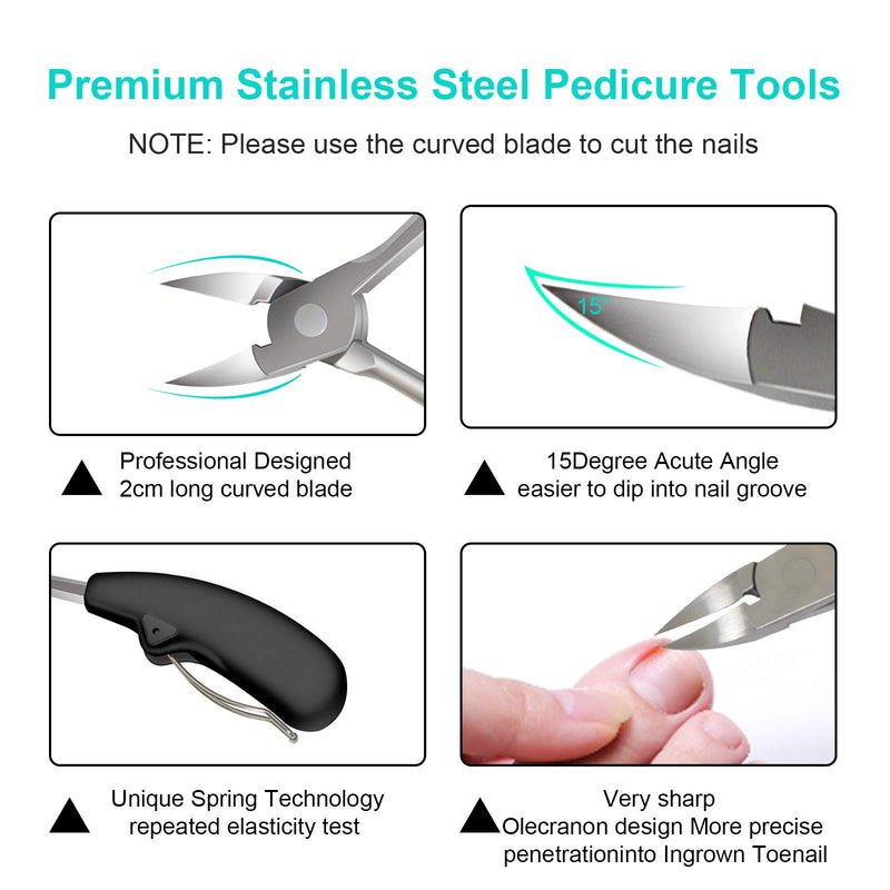 KENED Professional Stainless Steel Ingrown Toenail Removal Kit with Nail Nippers - Podiatrist Toenail Clippers for Thick Nails for Seniors - Heavy Duty Nail Clippers for Thick Nails Pointed Mouth - BeesActive Australia