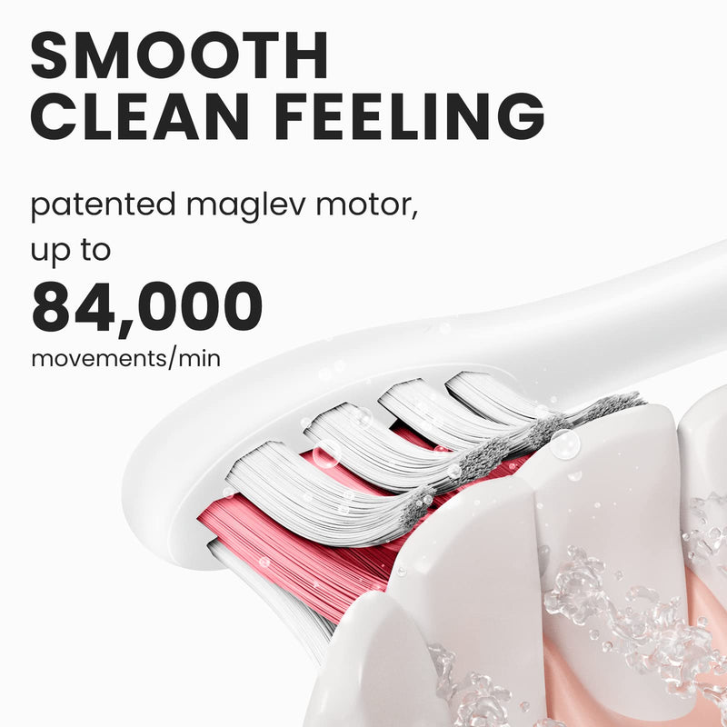 Oclean Air 2, Sonic Electric Toothbrush, Portable Ultra Quiet Design, Dupont Brush Head Bristles, 2h Quick Charge for 40 Days, IPX7 – Pink Rose 1 Count (Pack of 1) Toothbrush (pink) - BeesActive Australia