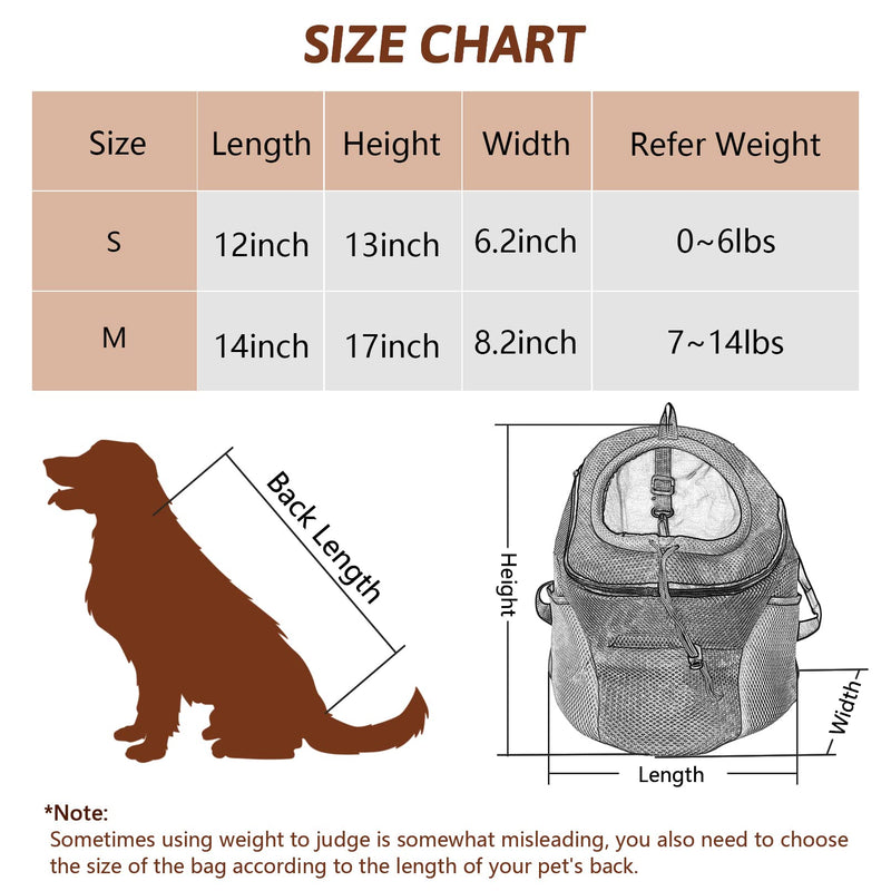 Fhiny Dog Carrier Backpack, Comfortable Doggy Front Backpack Pet Puppy Carrier Travel Pack with Breathable Head Out Design and Padded Shoulder for Walking Biking Hiking Camping Outdoor Small Black - BeesActive Australia