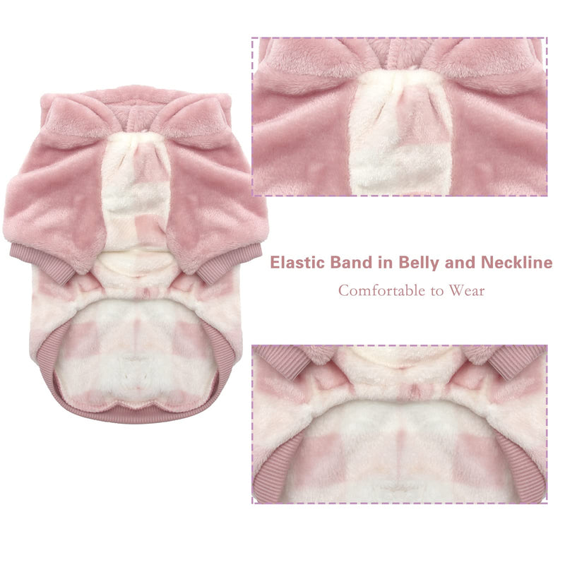 cyeollo Dog Coat Buffalo Plaid Dog Winter Coat Flannel Dog Sweatshirt Cold Weather Coats New Year Dog Clothes for Small Medium Dogs With Hat (Pink） - BeesActive Australia
