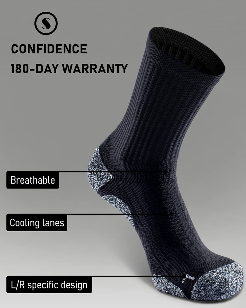 SITOISBE Elite Cushioned Compression Mid-crew Socks 4-Pack for Youth Women Men Small Black (4 Pairs) - BeesActive Australia