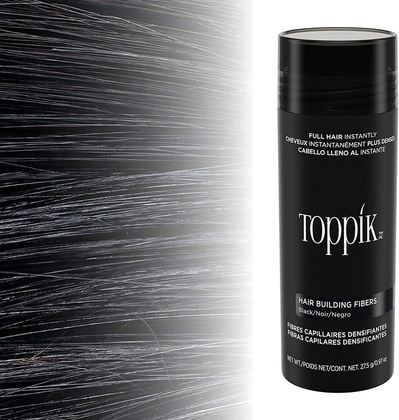 Toppik Hair Building Fibres Powder, Black, Keratin-Derived Fibres for Naturally Thicker Looking Hair, 27.5g - BeesActive Australia