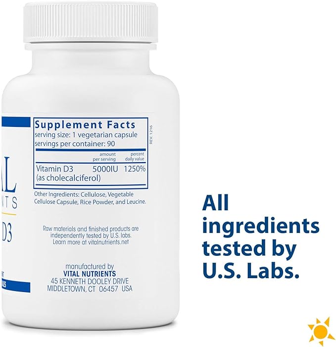 Vital Nutrients Vitamin D3 5000 iU 90 Capsule [Parallel Import Product] - BeesActive Australia