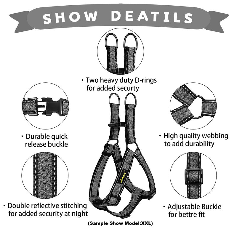 Xipebros Dog Harness , No Pull Dog Harness with Reflective Adjustable,Stops Pets from Pulling and Choking On Walks,Dog Harness for Small/Medium/Large Black XL - BeesActive Australia