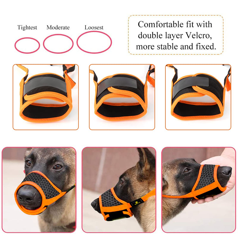 Dog Muzzle Trim Dogs Nails Anti Biting Barking and Chewing, [ Soft Nylon Breathable Mesh] Drinkable Adjustable Loop for Small Medium Large for Pets Muzzle Dog Training Mouth Cover Orange L - BeesActive Australia