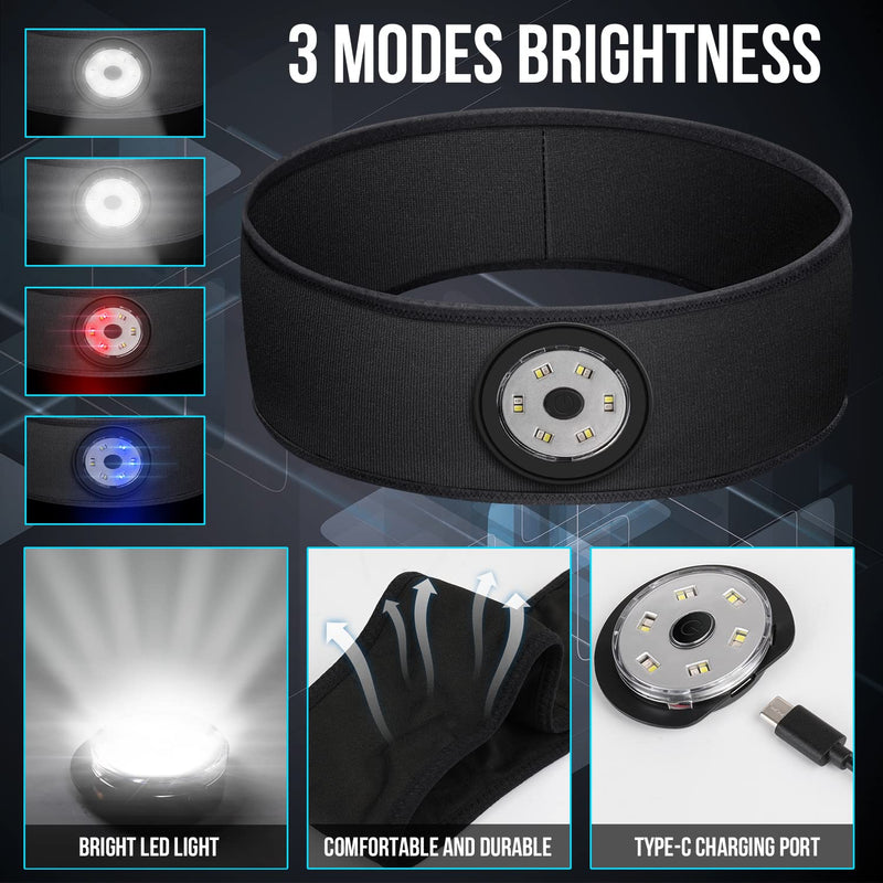 Topoint Rechargeable Night Light Led Camping Light Led Headlamp Running Light Headband 6000K White Light, SOS Light 3Modes Sport Headband for Outdoor Jogging, Walking, Riding, Night Fishing, Camping - BeesActive Australia