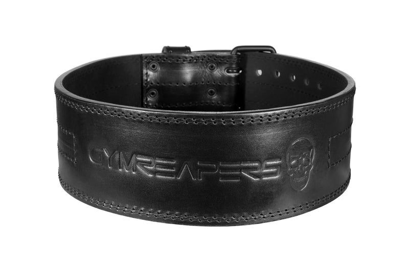 Gymreapers Weightlifting Belt 6MM Genuine Leather - Double Prong Power Belt Heavy Duty 4-Inch Wide - Strong, Stabilizing Back Support for Deadlifts, Squats Powerlifting Black X-Small - BeesActive Australia