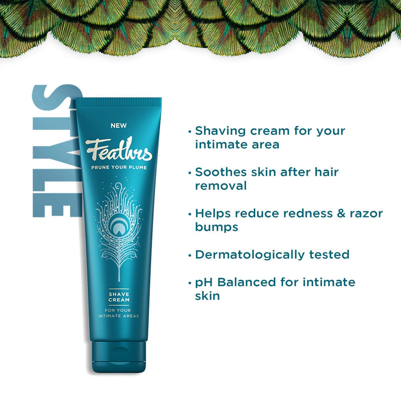 Feathrs Sensitive Shave Cream for Styling Intimate Areas - Vegan - 150ml 150 ml (Pack of 1) - BeesActive Australia