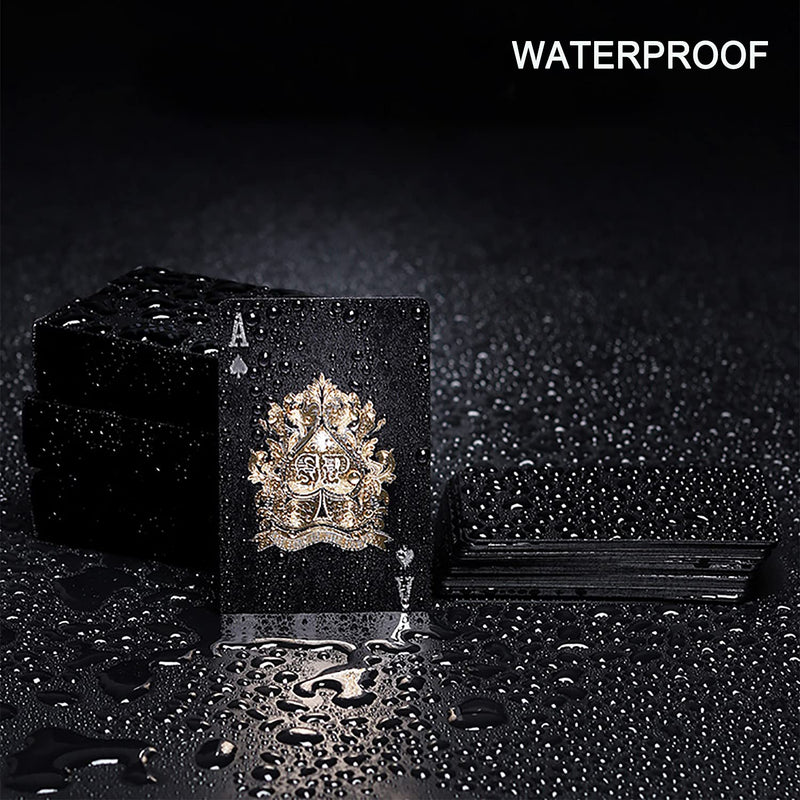 JOOTUEPO Black Poker Playing Cards, HD Shining Diamond Deck of Cards, Waterproof Playing Cards, Use for Party and Game - BeesActive Australia