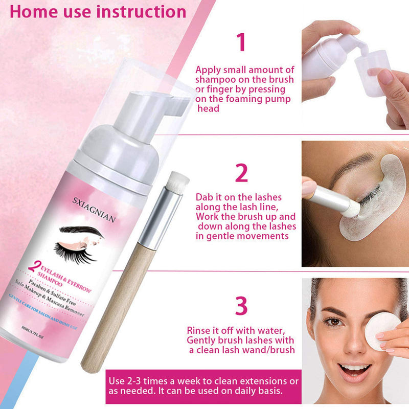 Eyelash Extension Cleanser, Eyelash Extension Eyelid Foam Cleanser Mascara Foam Shampoo Gentle Formula for Sensitive people/Paraben & Sulfate Free/Remove Eye Makeup & Oil & Dust/For Salon and Home Use - BeesActive Australia