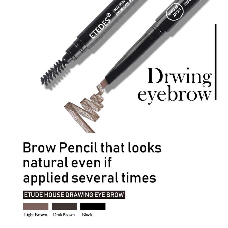 ETEDES Eyebrow Pencil creates Soft Textured Natural looking brows easily and lastes all day, Waterproof ,Dual Ends Design, Dark Brown 2pcs Dark Brown*2+Tweezers*1+Razor*1 - BeesActive Australia
