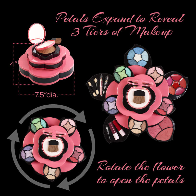 Makeup Kits for Teens - Flower Make Up Pallete Gift Set for Teen Girls and Women - Petals Expand to 3 Tiers -Variety Shade Array - Full Starter Kit for Beginners or Cosplay by Toysical - BeesActive Australia