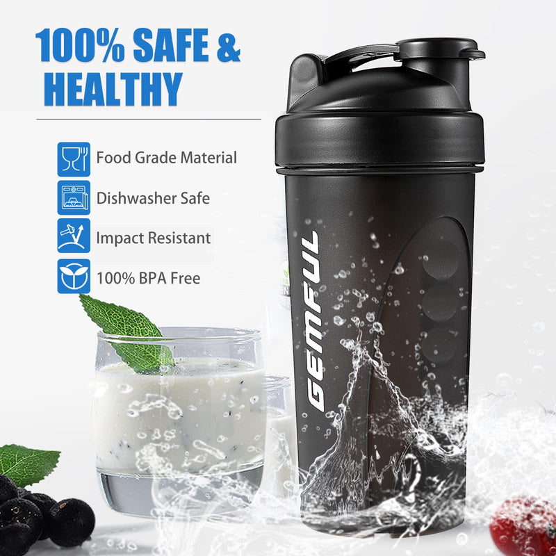 GEMFUL Shaker Bottle for Protein Mixes BPA-Free Leak Proof Smothies Mixer Water Cups 2 Pack 750ml - BeesActive Australia