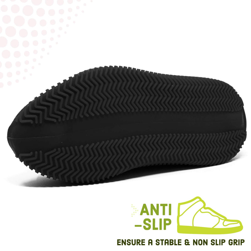 BAYI - Shoe Cover Waterproof Sneakers Silicone Rain Shoes Cover Durable Reusable Slip On Anti Slip Protector, Black, Medium - BeesActive Australia