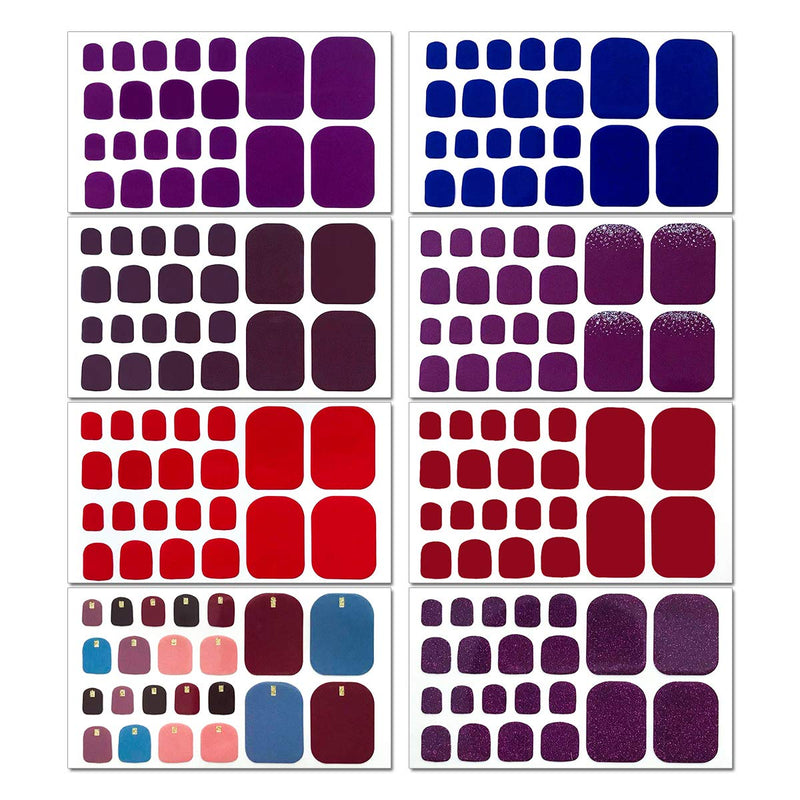 JERCLITY 20 Sheets Gel Toe Nail Polish Strips Stickers Nail Art for Girls Women with 1 Pc Nail File Stick On Nail Polish Decal Wraps Set KIT2 - BeesActive Australia