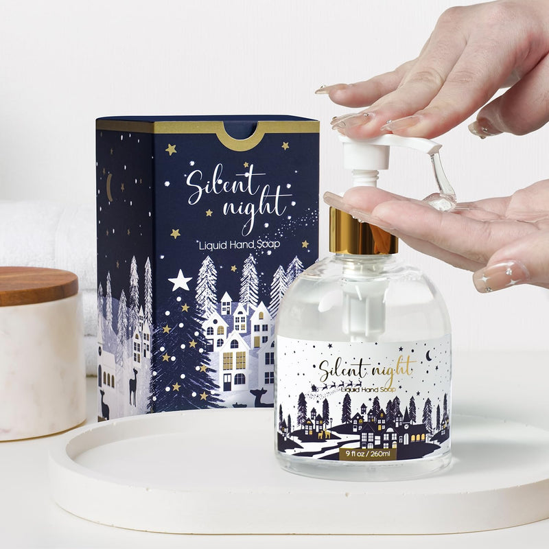 ROMIIE ZOI Christmas Liquid Hand Soap with Gift Box - Silent Night, Infused with Fresh-Cut Spruce Branches Aroma - 260ml/ 9 fl.oz 9.00 Fl Oz (Pack of 1) - BeesActive Australia