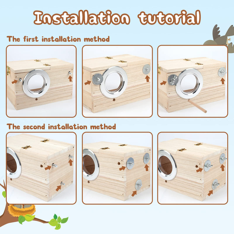 GINDOOR Parakeet Nesting Box Transparent Bird House for Cage Natural Wood Breeding Box for Parrot Parakeet Cockatiel Lovebirds Budgie Conure and Other Small Birds - BeesActive Australia