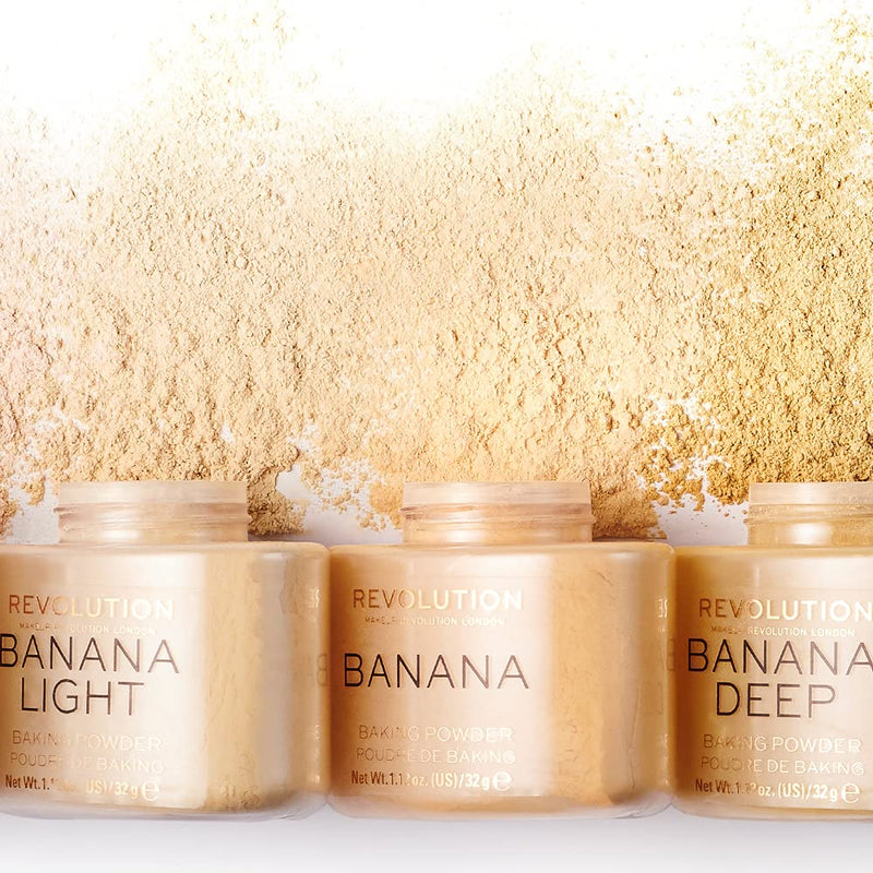 Makeup Revolution Luxury Banana Powder Loose Powder Make up for Medium Skin Tones, Brightening Make Up Powder Foundation, Baking Powder for Balancing Skin Tone, Makeup Powder for Banishing Shine - BeesActive Australia