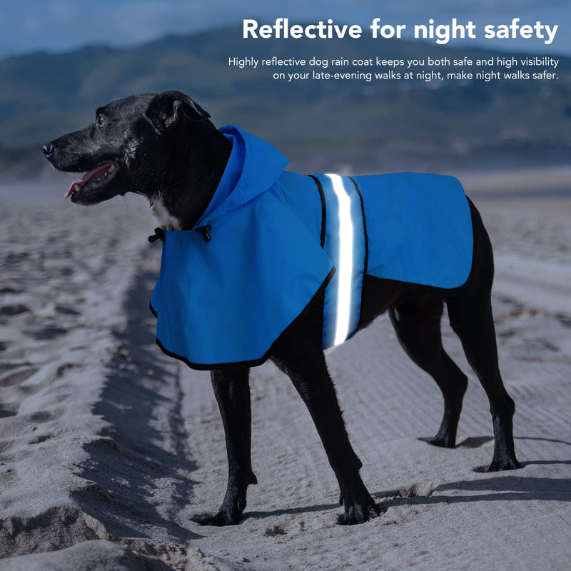 Weesiber Reflective Dog Raincoat - Waterproof Dog Rain Jacket with Hoodie - Lightweight Dog Rain Coat - Adjustable Dog Poncho - Pet Slicker for Small Medium and Large Dogs and Puppy Blue - BeesActive Australia