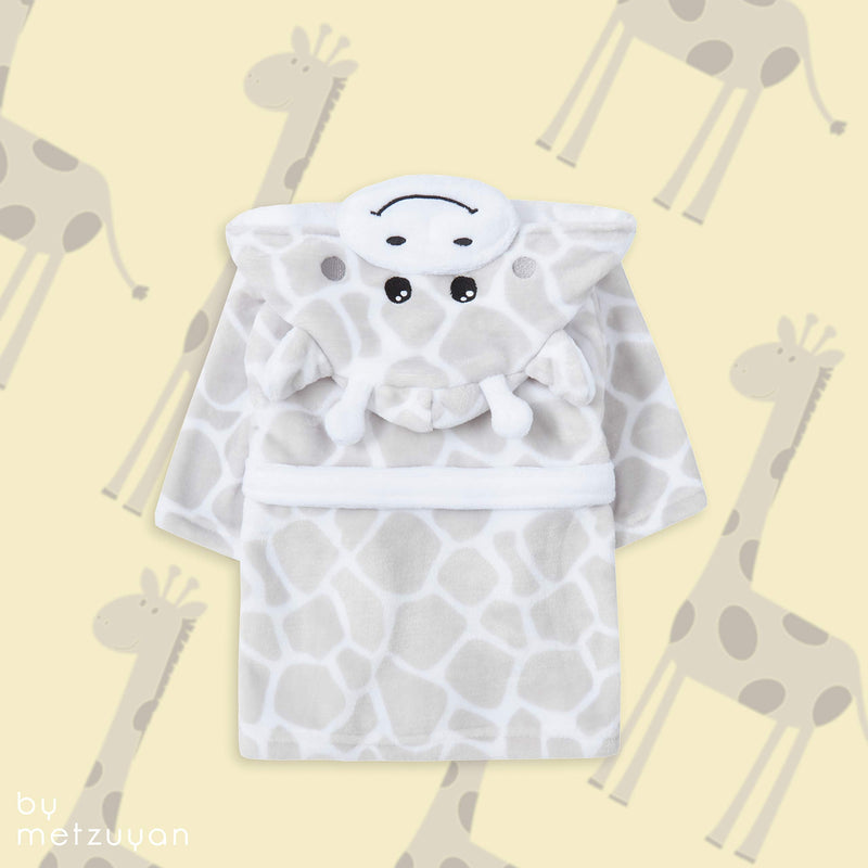 Metzuyan Baby Girls & Boys Plush Animal Themed Giraffe Dressing Gown Robes 18-24 Months Grey Giraffe - BeesActive Australia