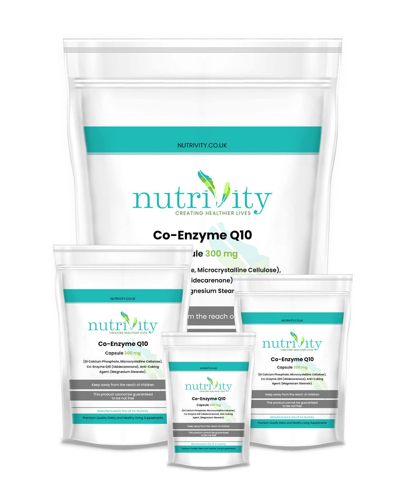 CoQ10 300mg Vegan Capsule - Co Enzyme Q10 High Strength Naturally Fermented Ubiquinone - Made in The UK by Nutrivity (120) 120 - BeesActive Australia