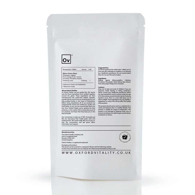 White Kidney Bean Extract | 5000mg Tablets for Blood Glucose Control & Weight Loss | Oxford Vitality - BeesActive Australia
