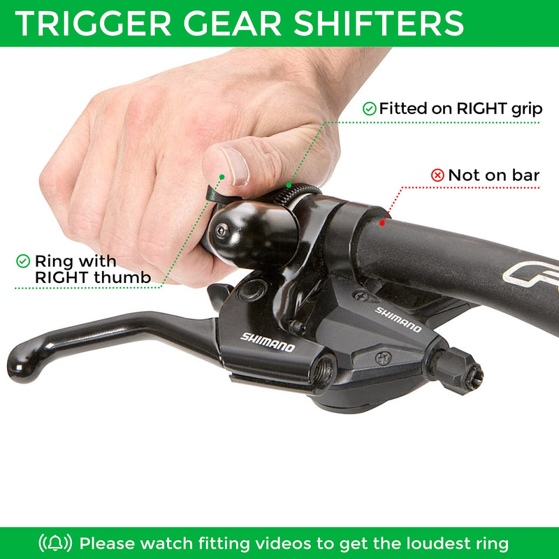 Trigger Bell - Unique Safer Bike Bell Made with Superior Brass - Ring While Braking, Turning and Changing Gear While in Full Control and on All Bikes - BeesActive Australia