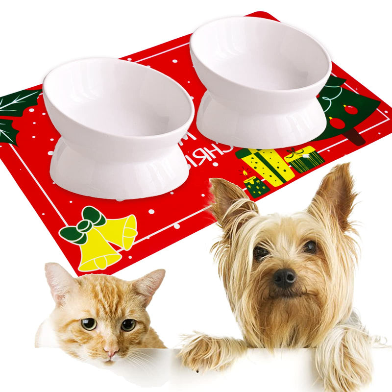 Vannon Christmas Dog Cat Food Mat, Dog Mat for Food and Water, Non Slip Waterproof, 11” x 18” 1 pack red - BeesActive Australia