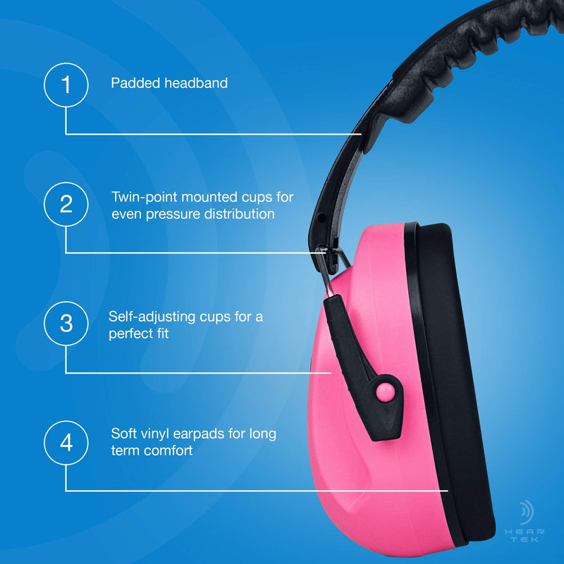 HEARTEK Noise Cancelling Headphones for Kids & Toddlers - Hearing/Ear Protection Pink - BeesActive Australia