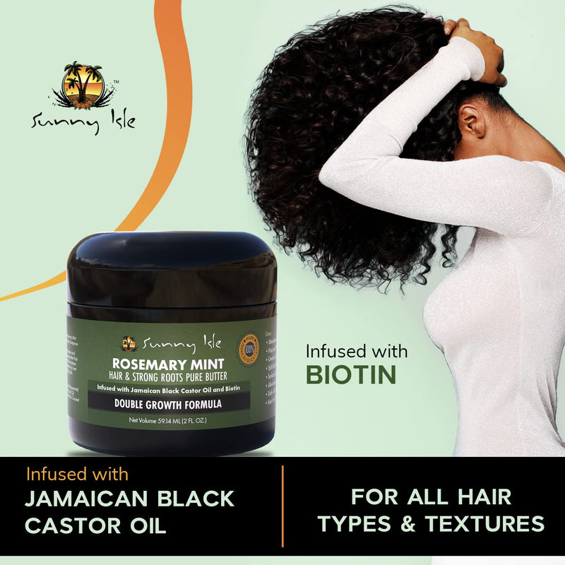 Sunny Isle Rosemary Mint Hair and Strong Roots Butter 2oz | Infused with Biotin & Jamaican Black Castor Oil | Strengthen and Nourish Hair Follicles | Dry Scalp, Split Ends | All Hair Types - BeesActive Australia