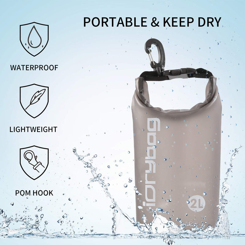 IDRYBAG Clear Dry Bag Waterproof Floating 2L/5L/10L/15L/20L, Lightweight Dry Sack Water Sports, Marine Waterproof Bag Roll Top for Kayaking, Boating, Canoeing, Swimming, Hiking, Camping, Rafting Black caffeine - BeesActive Australia