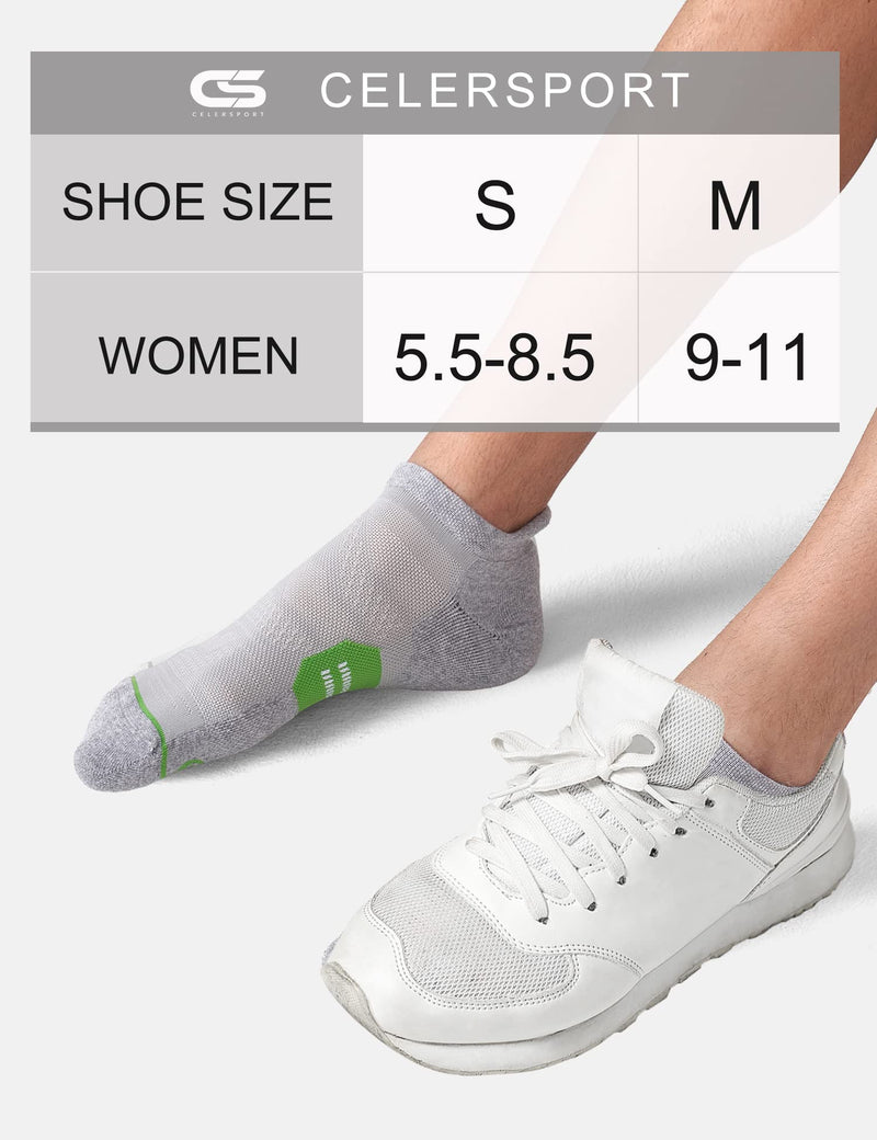 6 Pack Women's Ankle Running Socks Cushioned Low Cut Tab Athletic Socks Grey Mixed Small - BeesActive Australia