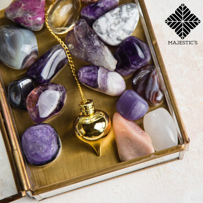 Egyptian Thot Dowsing Pendulum & Abbe Mermet drop Pendant in Gold Brass - Pack of 2 Divinatory Pendulums - BeesActive Australia