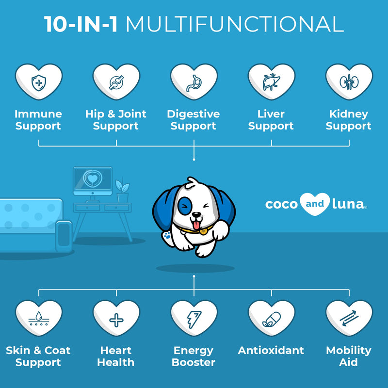 10 in 1 Multivitamin for Dogs - Multivitamin for Dogs, Glucosamine, Vitamin C for Dogs, Dog Vitamins and Supplements, Milk Thistle for Dogs, DHA, EPA, Vitamin B for Dogs, Dog Immune Supplement Tablet 120 Tablets - BeesActive Australia