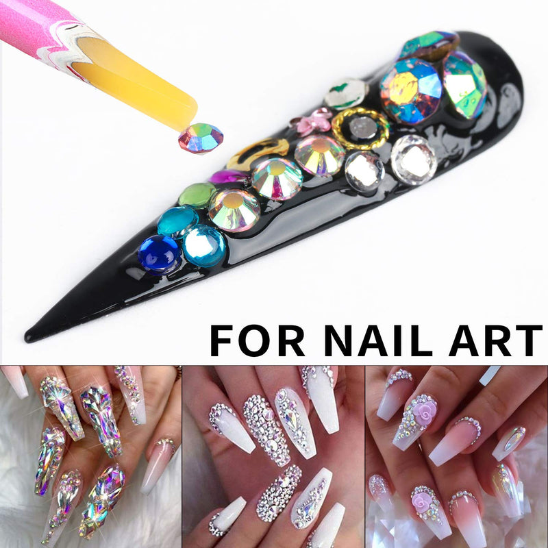 Apstour 10Pcs Self Adhesive Resin Rhinestones Picker Pencil Nail Art Gem Crystal Pick up Tool Wax Pen - BeesActive Australia