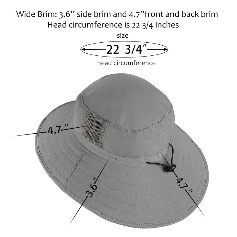 [AUSTRALIA] - Men Safari Sun Hat Wide Brim Boonie Fishing Cap with Adjustable Drawstring Grey 