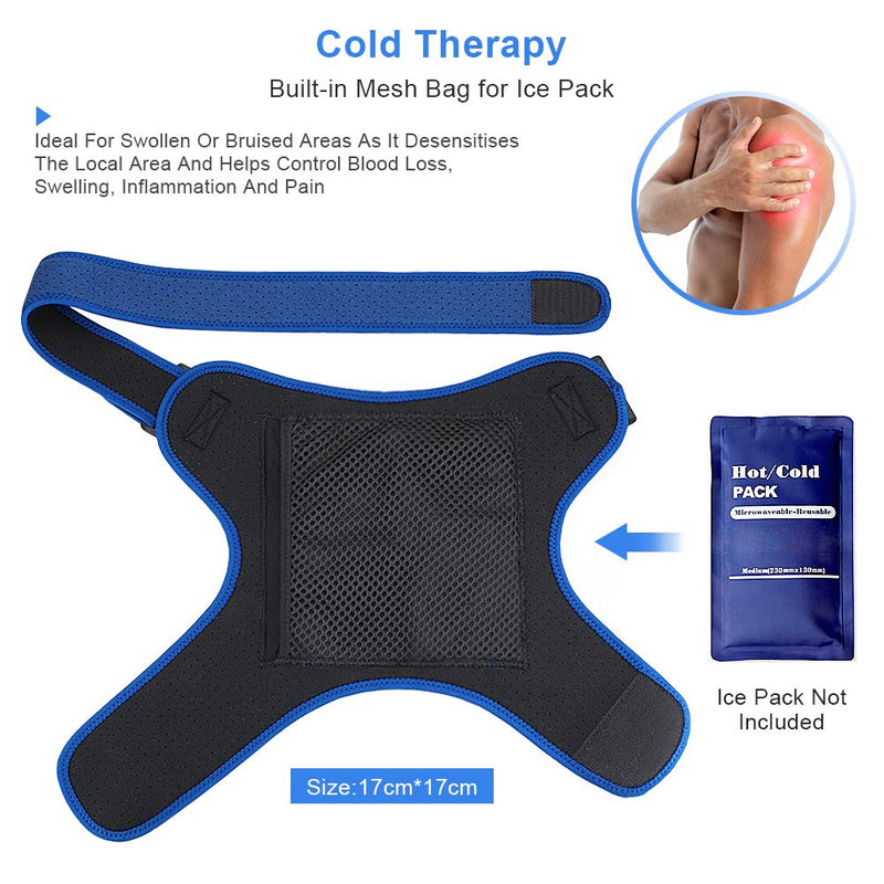 Heated Shoulder Support, Shoulder Electric Heating Pad, Compression Shoulder Brace for Frozen Shoulder, Rotator Cuff, Dislocated Ac Joint, Sprain, Bursitis, Tendonitis, Fits Left or Right Shoulder Heating-size S - BeesActive Australia