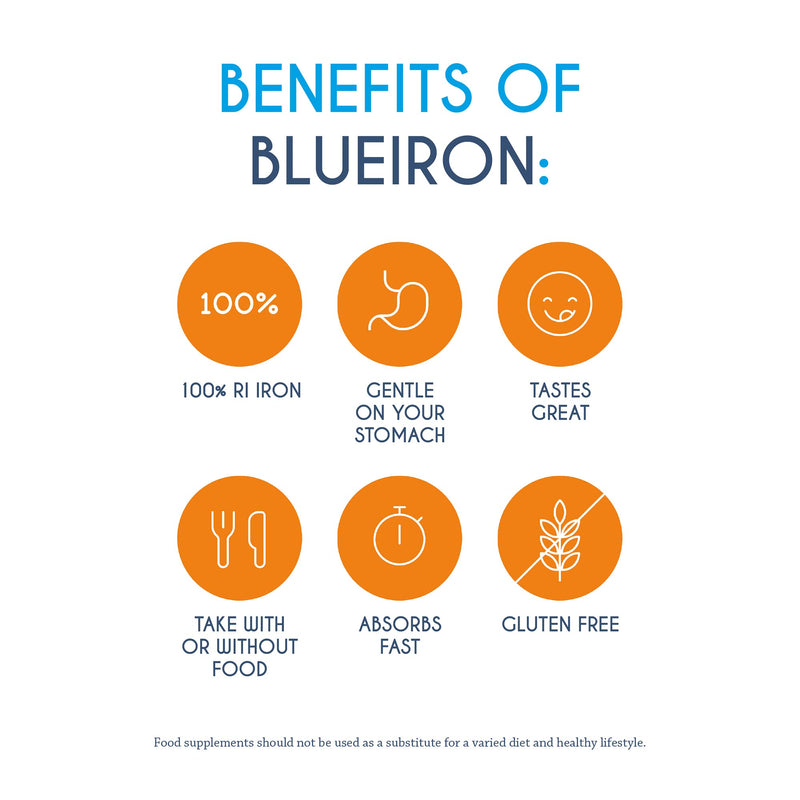 Blueiron Liquid Iron Supplement with Nordic Blueberries + Vitamin C, Vitamin B12, Folic Acid, Biotin and Zinc | 250ml | Suitable for Vegans | Easily Absorbed and Gentle On The Stomach - BeesActive Australia