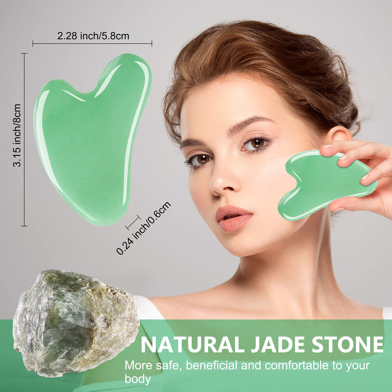 Gua Sha Massage Tool, Natural Jade Gua Sha Stone for Face Massager SPA Skin Caring, Face Sculptor for Eyes, Jawline, Neck and Body Muscle Relaxing and Relieve, Anti-Wrinkle and Anti-Aging - BeesActive Australia